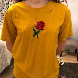 Ripped rose t shirt